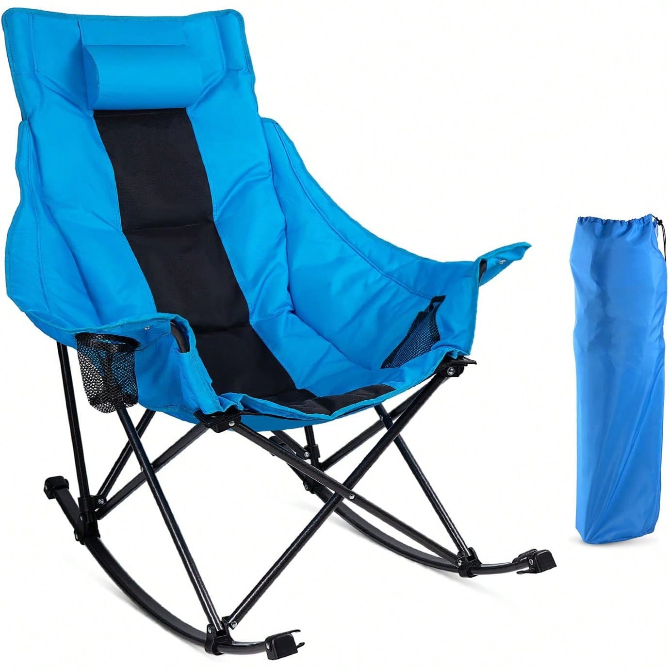Outdoor Oversized Camping Chair - Składane krzesło kempingowe z funkcją bujania