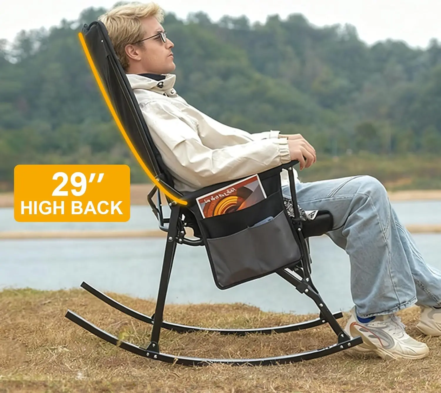 Outdoor Oversized Camping Chair - Zestaw 2 sztuk przenośnych foteli bujających