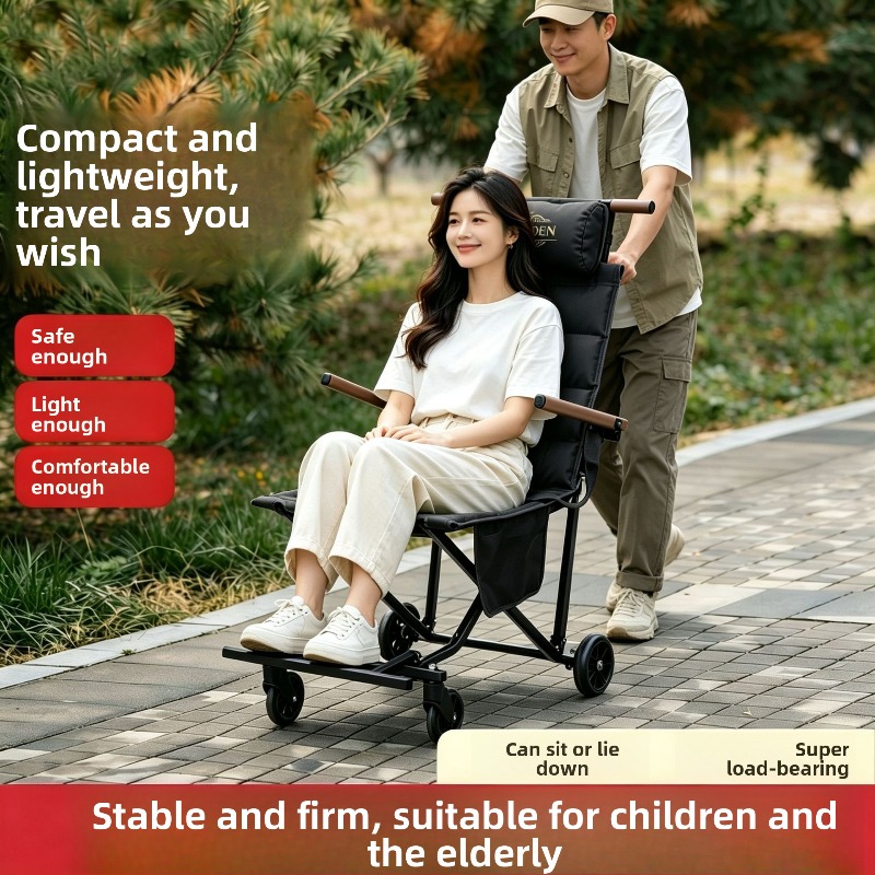 Outdoor Camping Chairs Folding - Składane krzesło na kółkach, lekkie, przenośne,