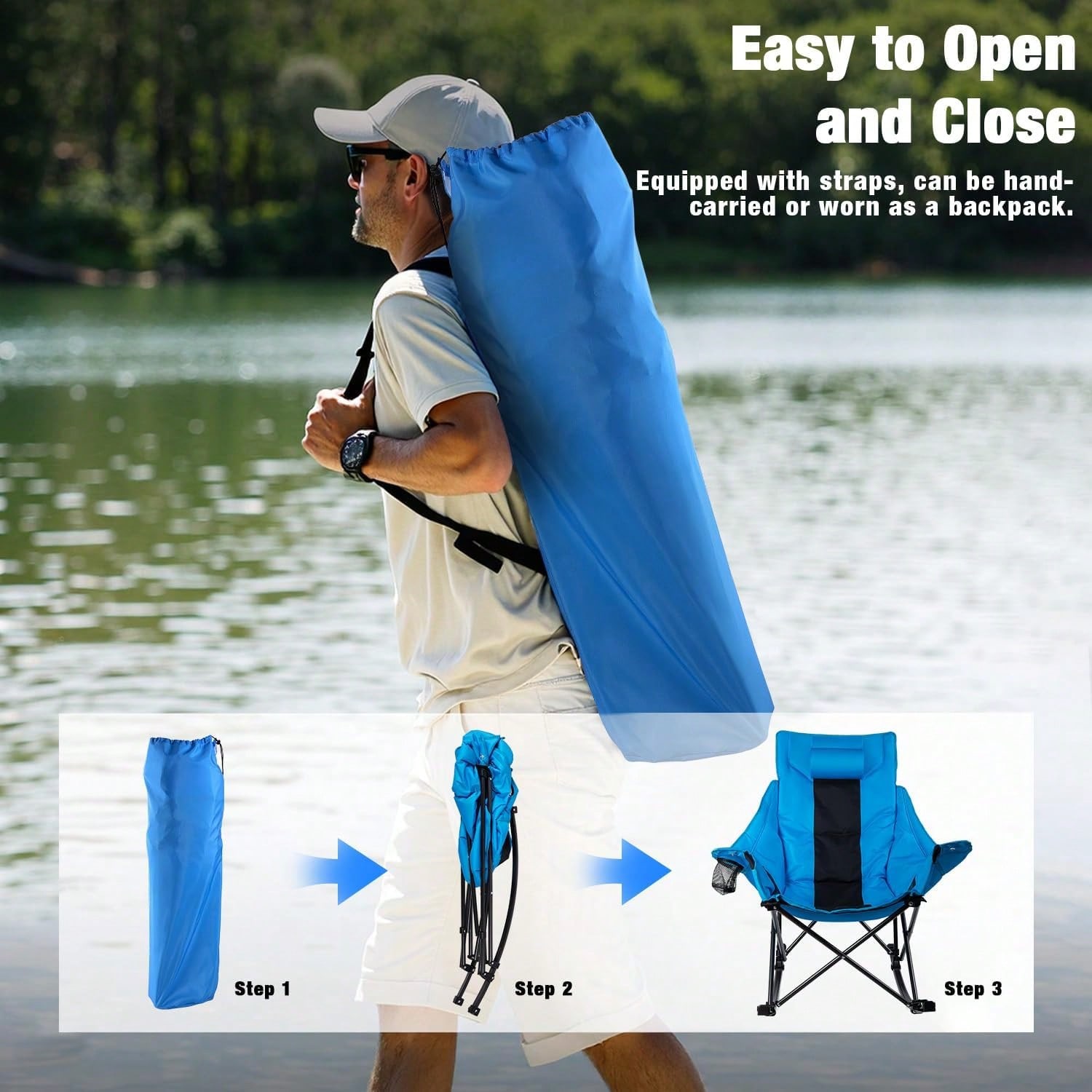 Składane krzesło kempingowe z  – Outdoor Oversized Camping Chair recenzja i cena
