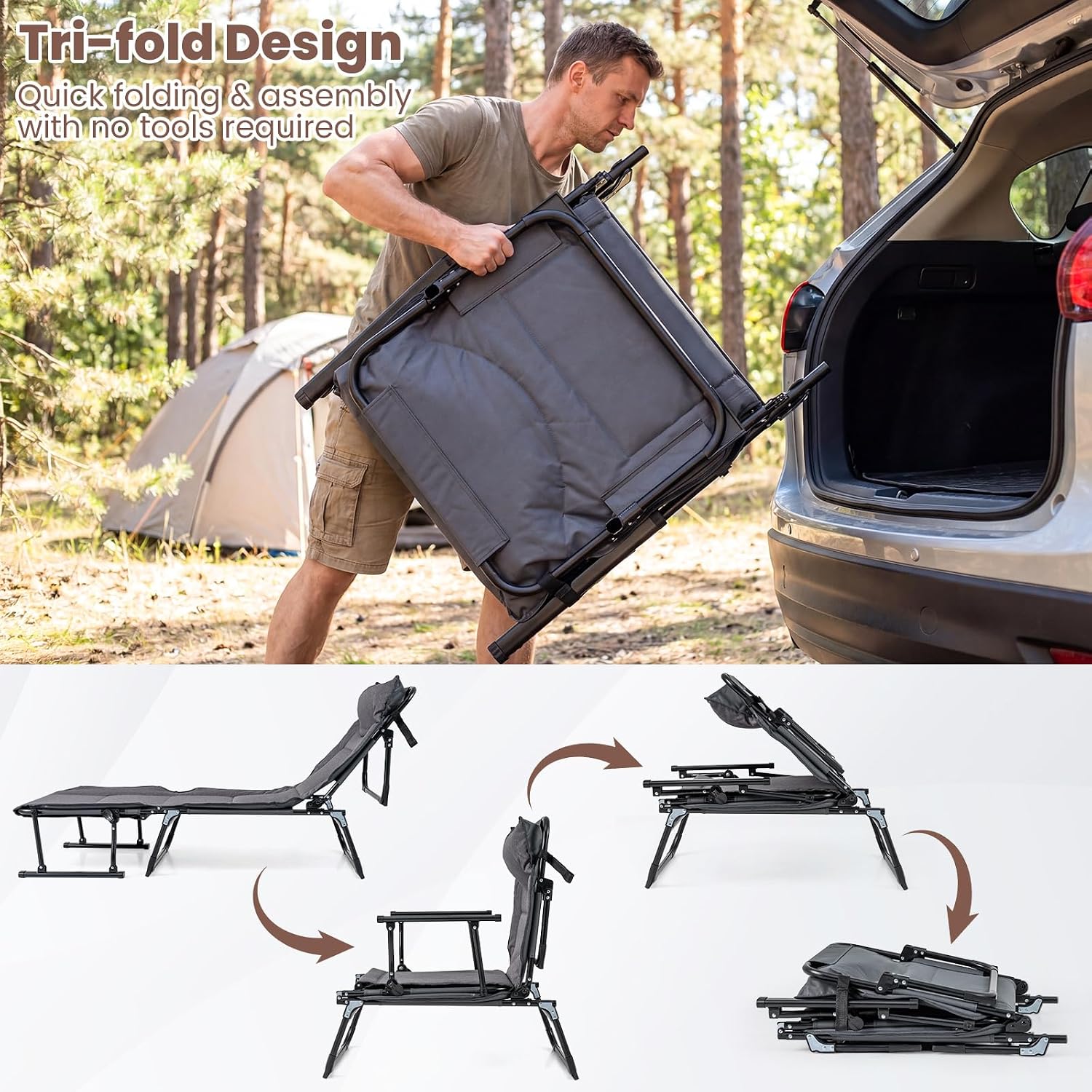 Składany zestaw leżaków ogrodo – Outdoor Camping Chairs Folding recenzja i cena