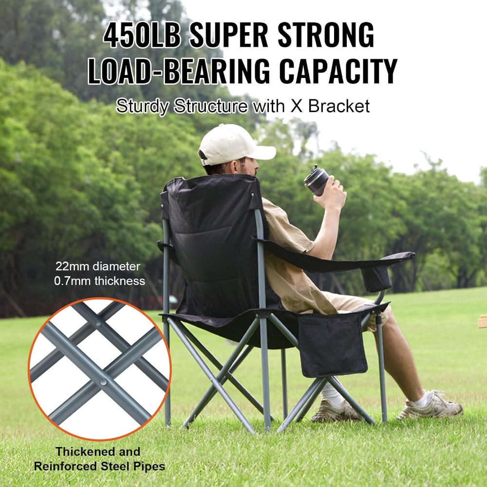 Duże składane krzesło kempingo – Outdoor Oversized Camping Chair recenzja i cena