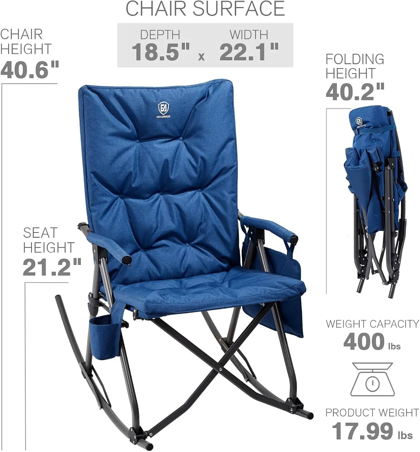 Duże składane krzesło kempingo – Outdoor Oversized Camping Chair recenzja i cena