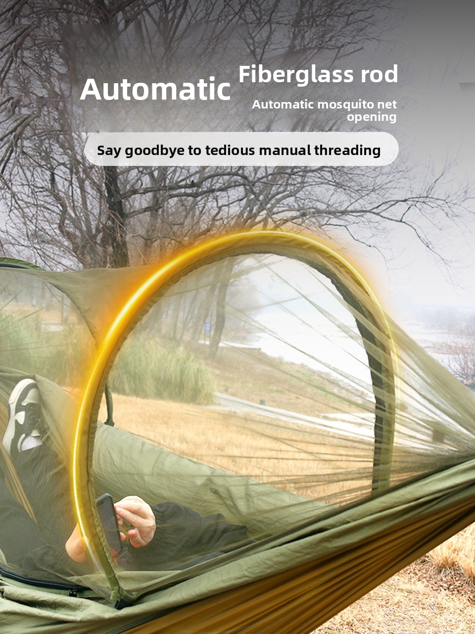 Hamak z moskitierą na kemping, – Outdoor Camping Mosquito Net recenzja i cena
